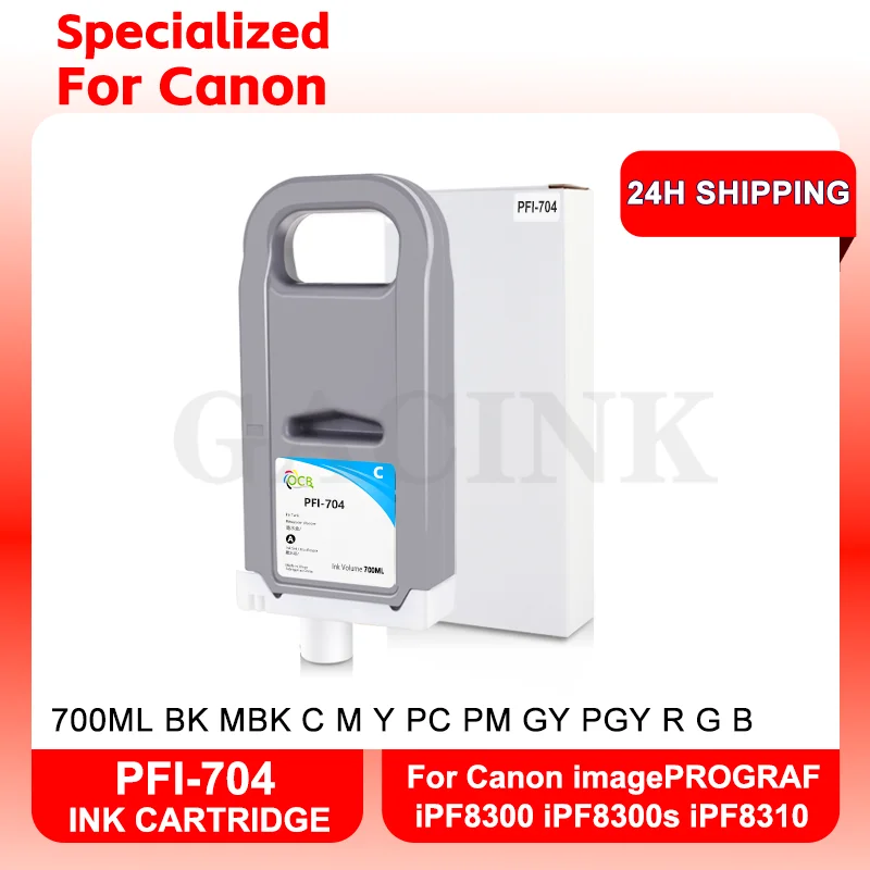 

Compatible Ink Cartridge For PFI-704 PFI 704 With Chip For Canon imagePROGRAF iPF8300 iPF8300s iPF8310 With 700ML Pigment Ink