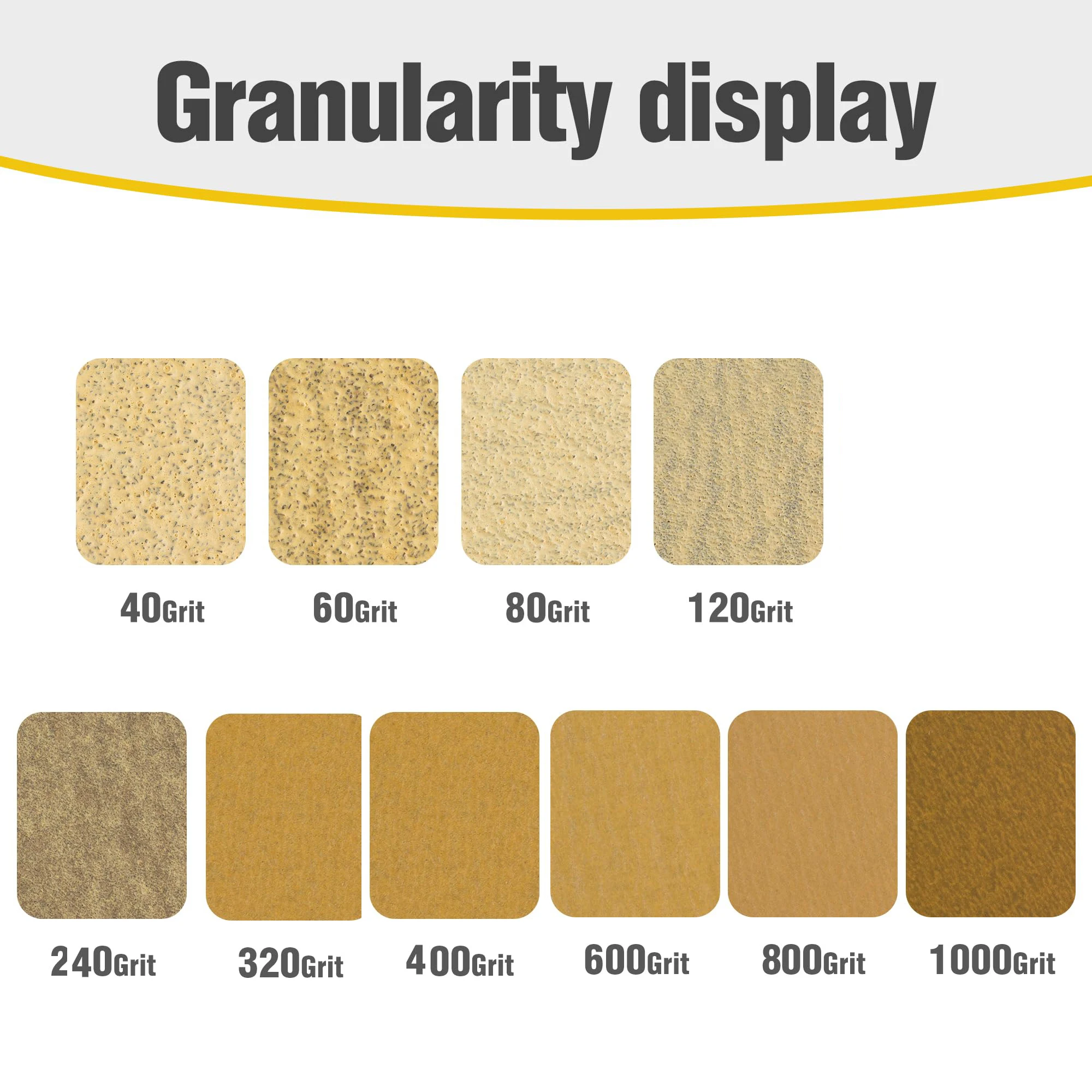 3 Inch Gold Hook and Loop Sandpaper 1/2/50/52 Pcs Assorted 40-1000 Grits with Round Hook and Loop Sanding Block for Car ﻿