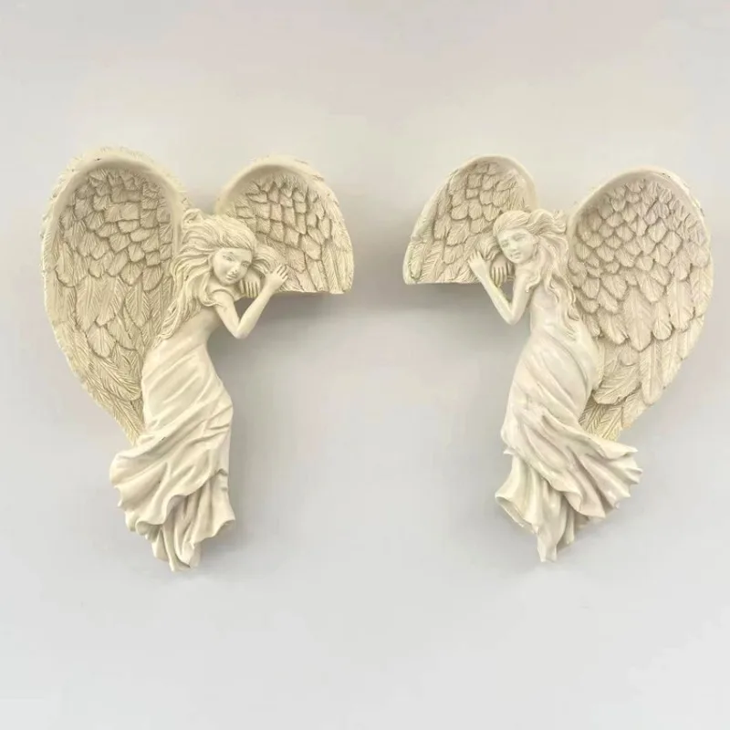 Door Frame Angel Wing Sculpture Simulation Goddesses Action Posture Home Bedroom Living Room Retro Wall Decoration Frame Angel