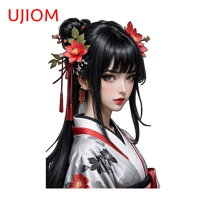 UJIOM Samurai Kimono Pretty Girl Wall Sticker Fashion Popular Attractive Occlusion Scratch Edgy Decal Trunk Wardrobe Decor