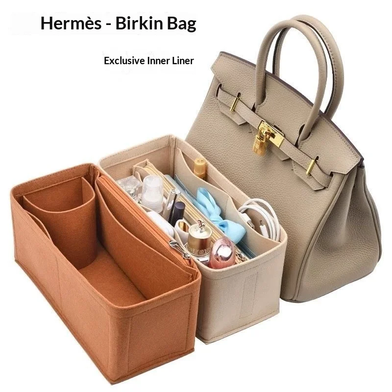 Premium Felt Organizer Insert For Classic Top Handle Tote Luxury Satchel Inner Bag Shaper Pouch With Zipper Anti Sagging