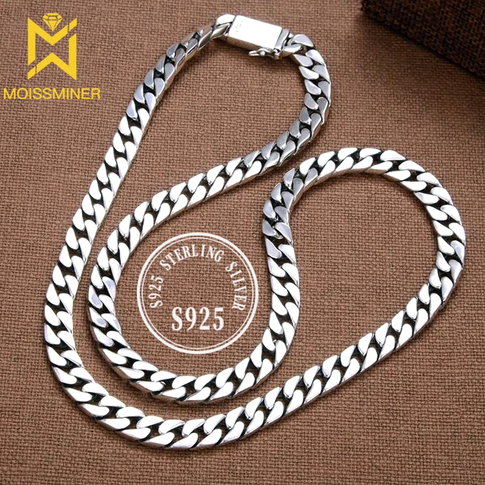 

8mm S925 Silver Cuban Chain Necklaces Men Sterling Silver Choker for Women Hip Hop Jewelry Free Shipping