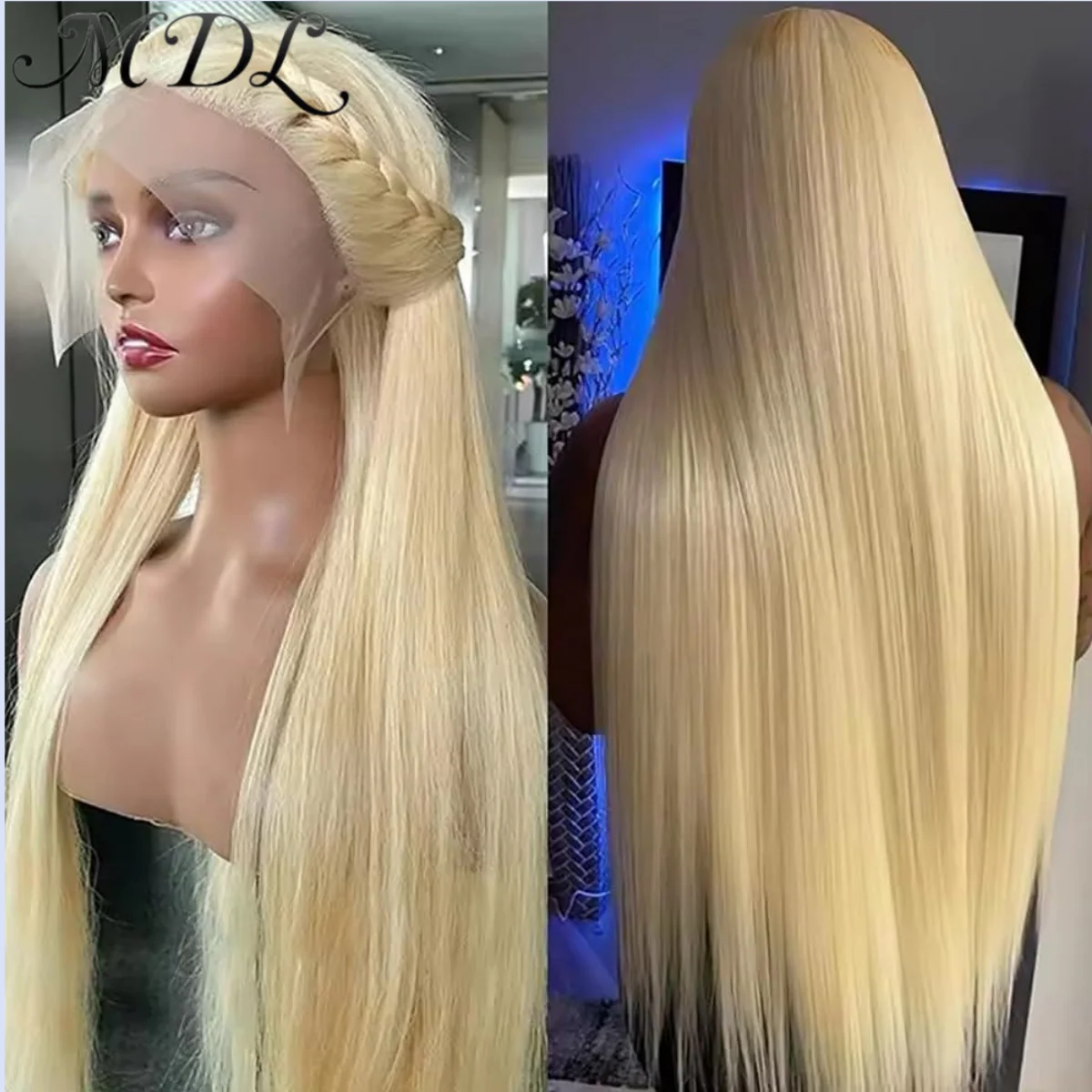 

MDL 210% 613 Honey Blonde Color Remy Brazilian Human Hair 13x4 HD Lace Front Frontal Wig for Women Blonde 613# Straight Glueless