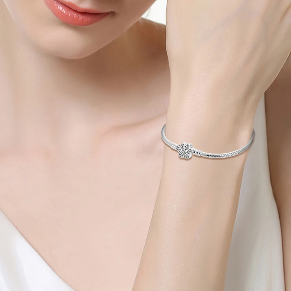 925er Sterlingsilber Goldene Niedliche Krallen-Schlangenketten-Armbänder für Damen Funkelnde Zirkon-Charms Perlenarmband DIY Schmuck – Detail 4