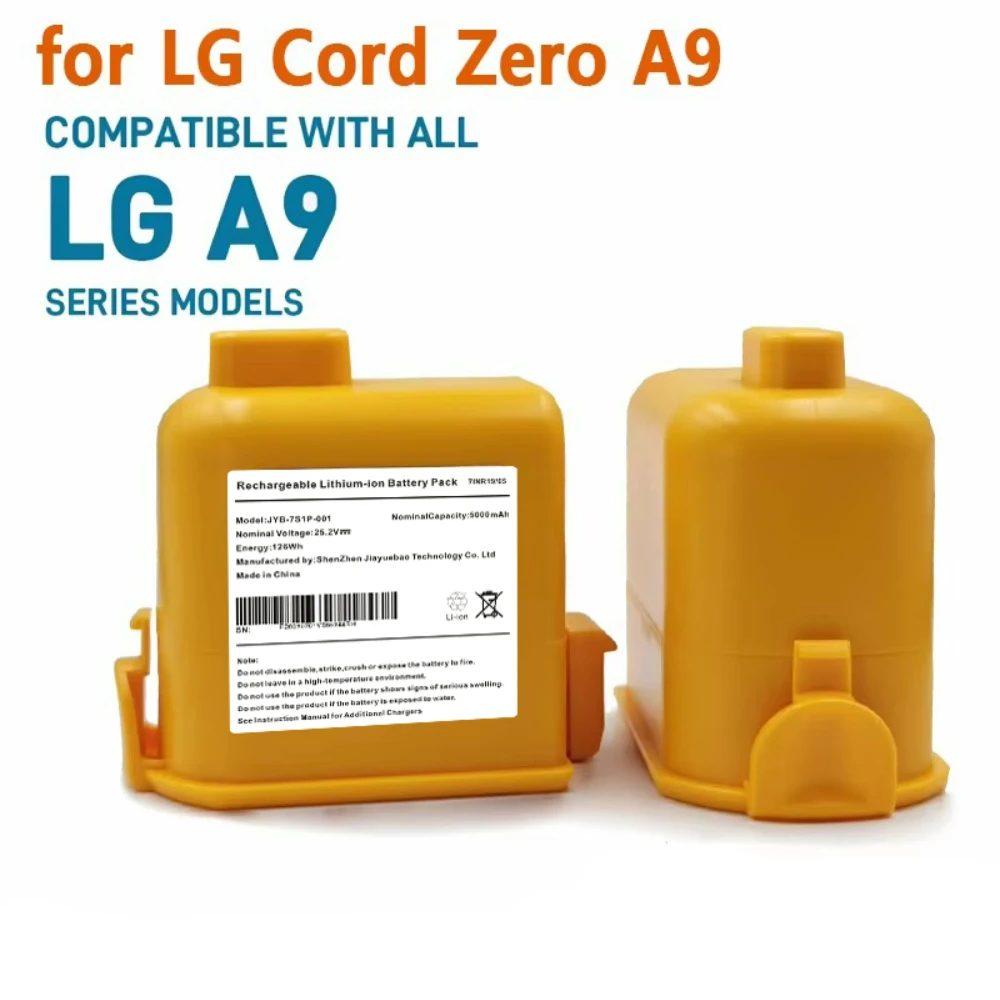 Vacuum Cleaner Battery 5000mAh for LG Cord Zero A9, A9+, A9 Plus,EAC6375860, EAC63382202, MEV65921201, EAC63382204