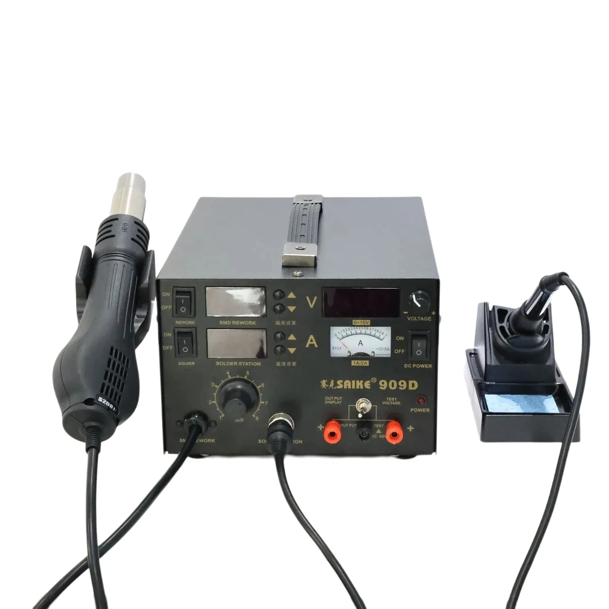 SAIKE 909D 700W 200 - 480 Celcius Dapat Disesuaikan 3-In-1 Stasiun Solder Pistol Udara Panas Stasiun Pematrian Alat Perbaikan Ponsel
