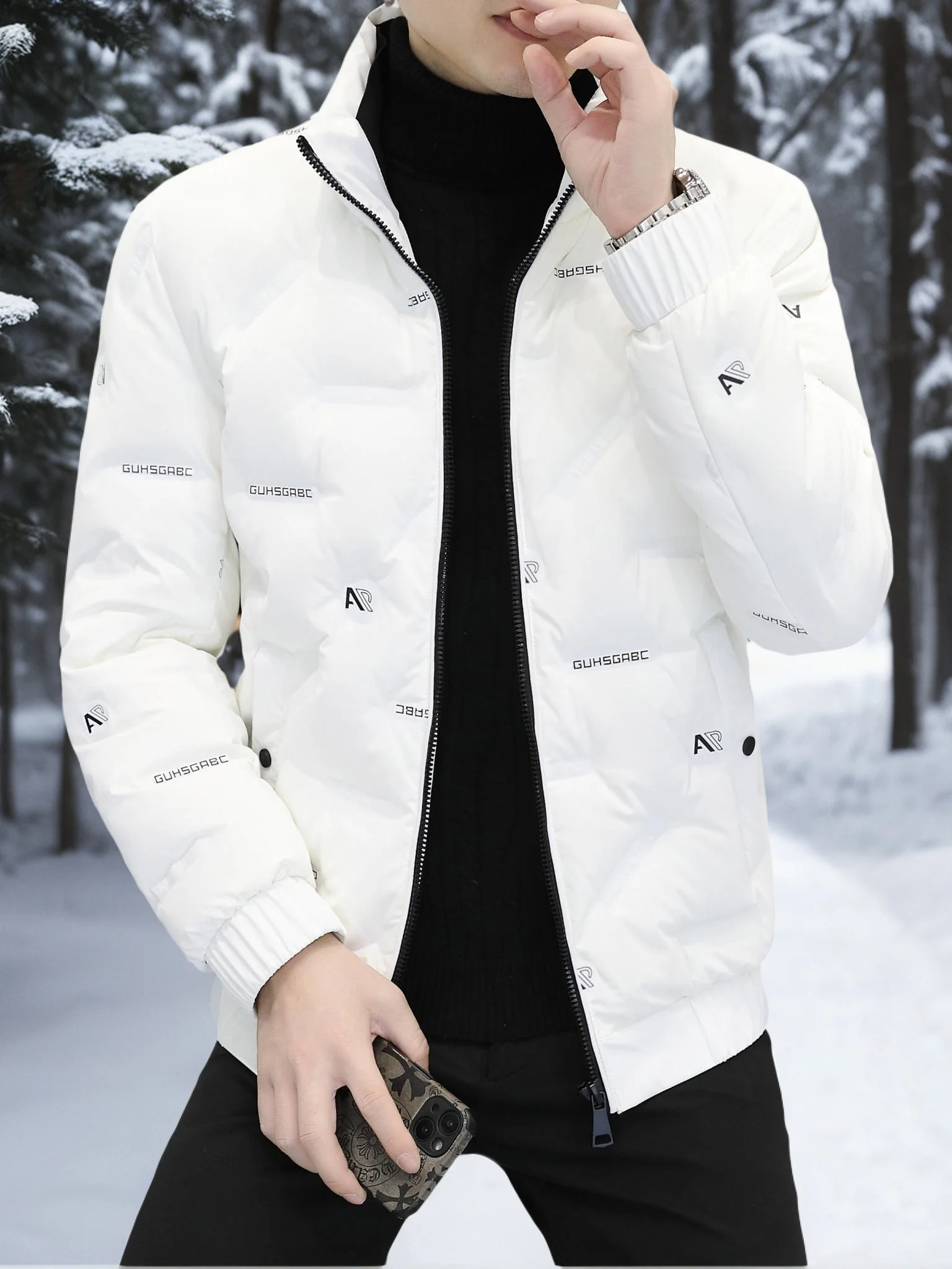 

Мужская хлопковая куртка с принтом Sli, теплая зимняя повседневная куртка с воротником-стойкой, молодежная модная верхняя одежда, водонепроницаемая Thiened