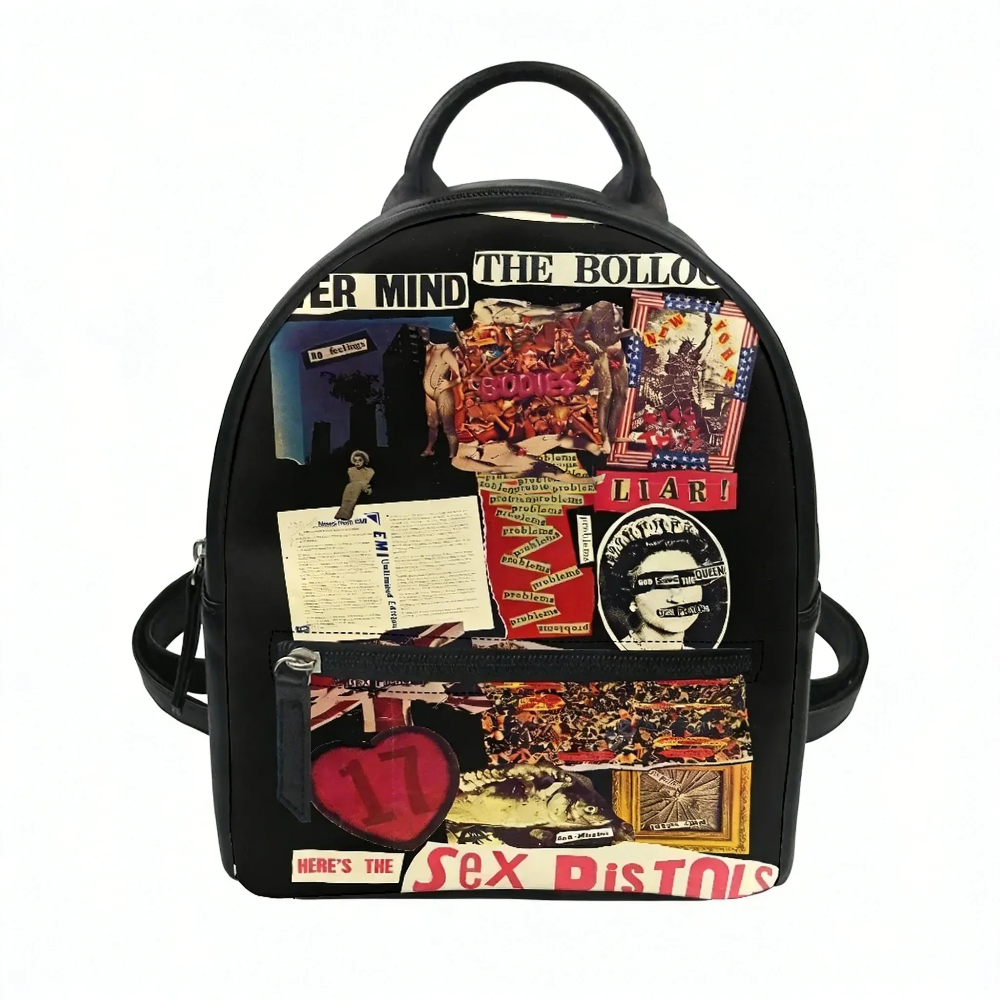 Sex Pistols UK Punk Rock Band Custom Backpack Purse Women Carter Schoolbags Double Shoulder Bag Mini Daypack Leather Travel Bag