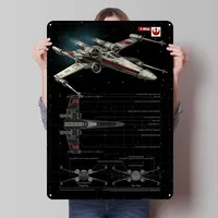 X-Wing Tinplate Sign Airplane Poster Garage Decoration Living Room Custom Metal Signs for Wall Art Decoration Bathroom Decor