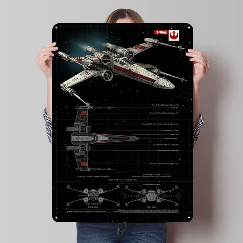 X-Wing Tinplate Sign Airplane Poster Garage Decoration Living Room Custom Metal Signs for Wall Art Decoration Bathroom Decor