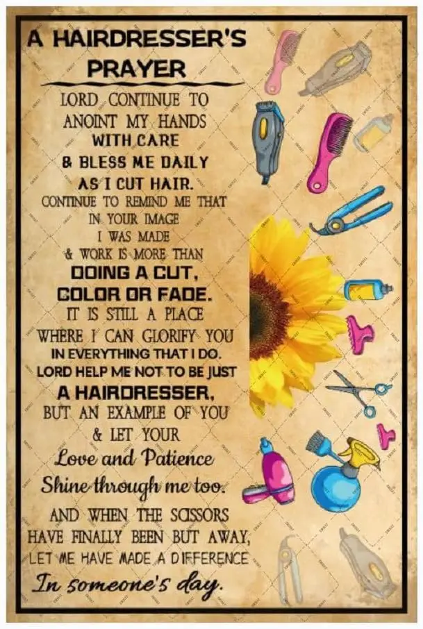 A Hairdresser's Prayer Metal Tin Sign Hair Salon Wall Decor Retro Decorations Wall Art Vintage Poster Plaque Funny Metal Si sign