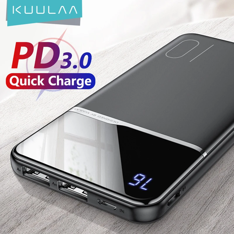 KUULAA 10000 mAh Power Bank Przenośny cyfrowy wyświetlacz Szybkie ładowanie Power Bank Zewnętrzna bateria USB Power Bank do iPhone'a 16 15 14