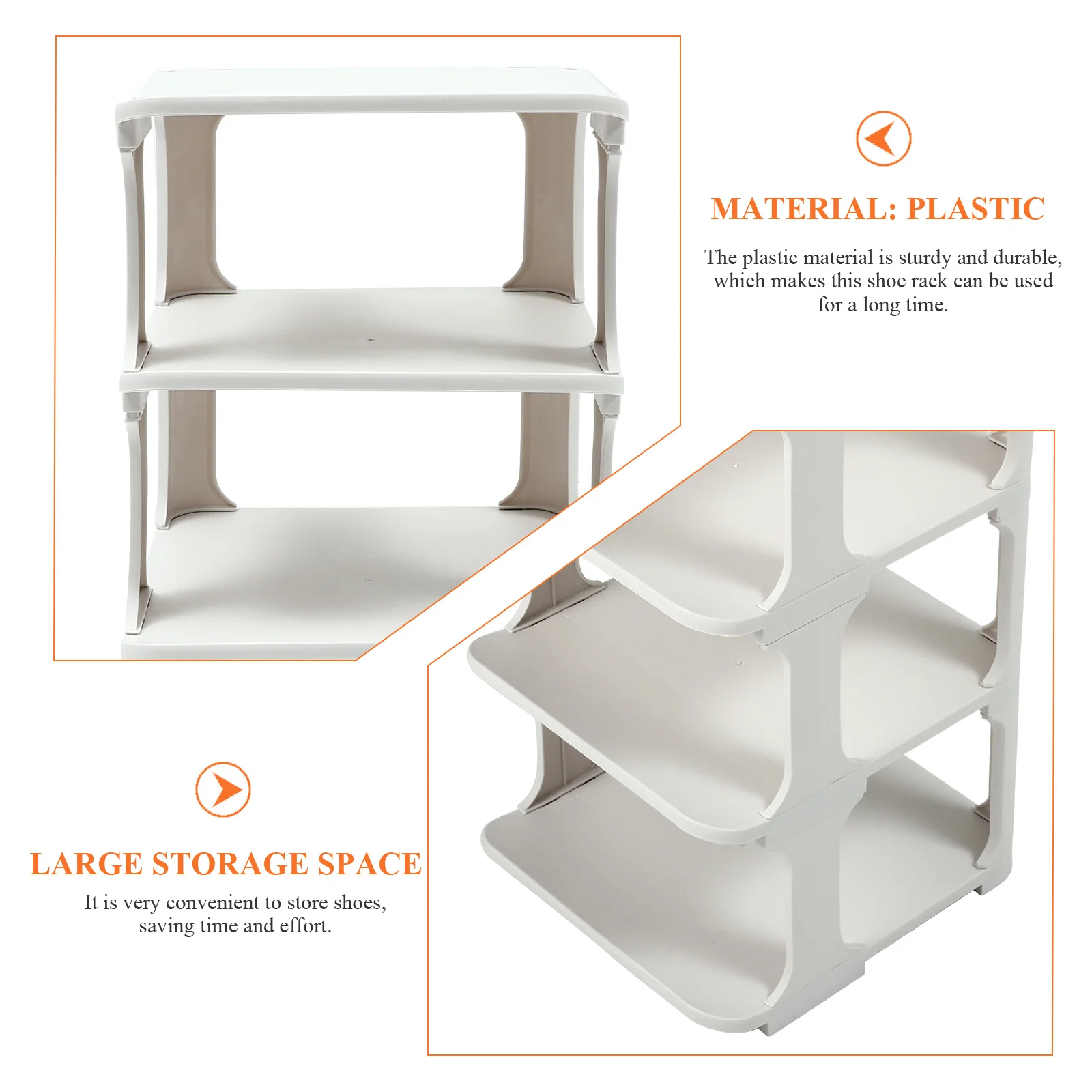 

Plastic Multi-Layer Shoe Organizer Large Capacity Stackable Shoe Storage Rack Free Combination Easy Clean Surface