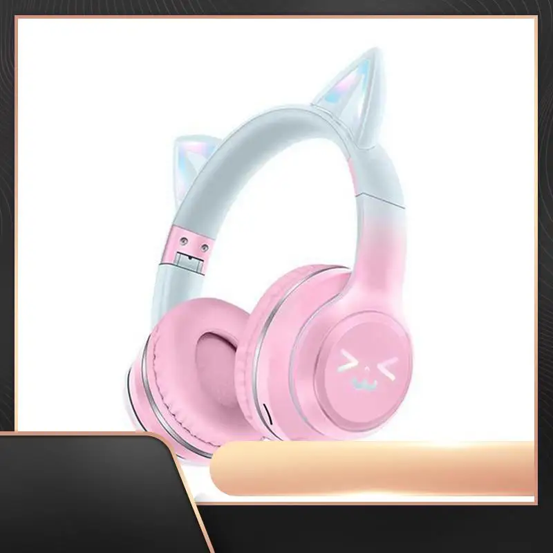 

Wireless Headphones RGB Cute Cats Girls Kid Gift Headset Music Gaming Headsets With Microphone E