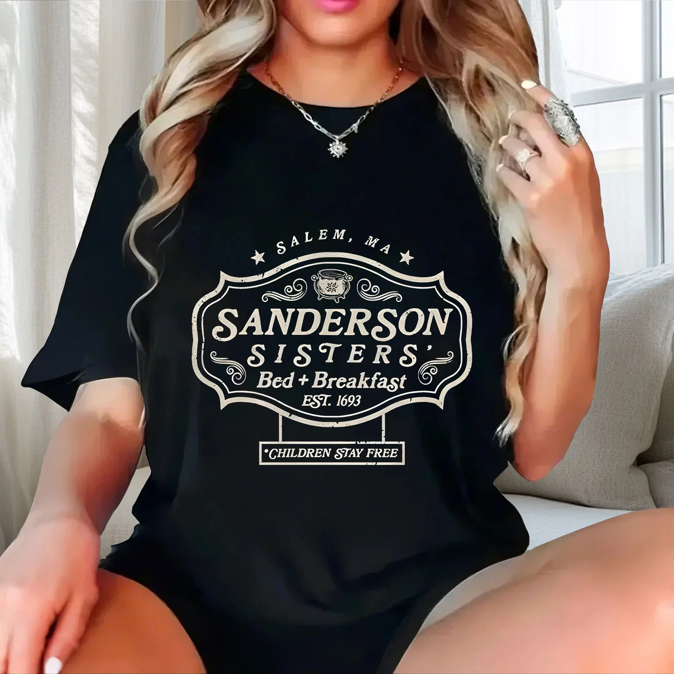 

Personalized English pattern print plus size Ladies' casual short sleeved T-shirt black