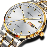 Men's luxury automatic mechanical watch, made of stainless steel material, luminous, date display, circular dial - ideal gift fo