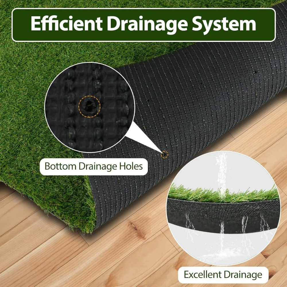 Artificial Grass Turf, 6 x 10 FT Faux Garden Lawn Landscape w/Drainage Holes, Nonslip Bottom, 1.4