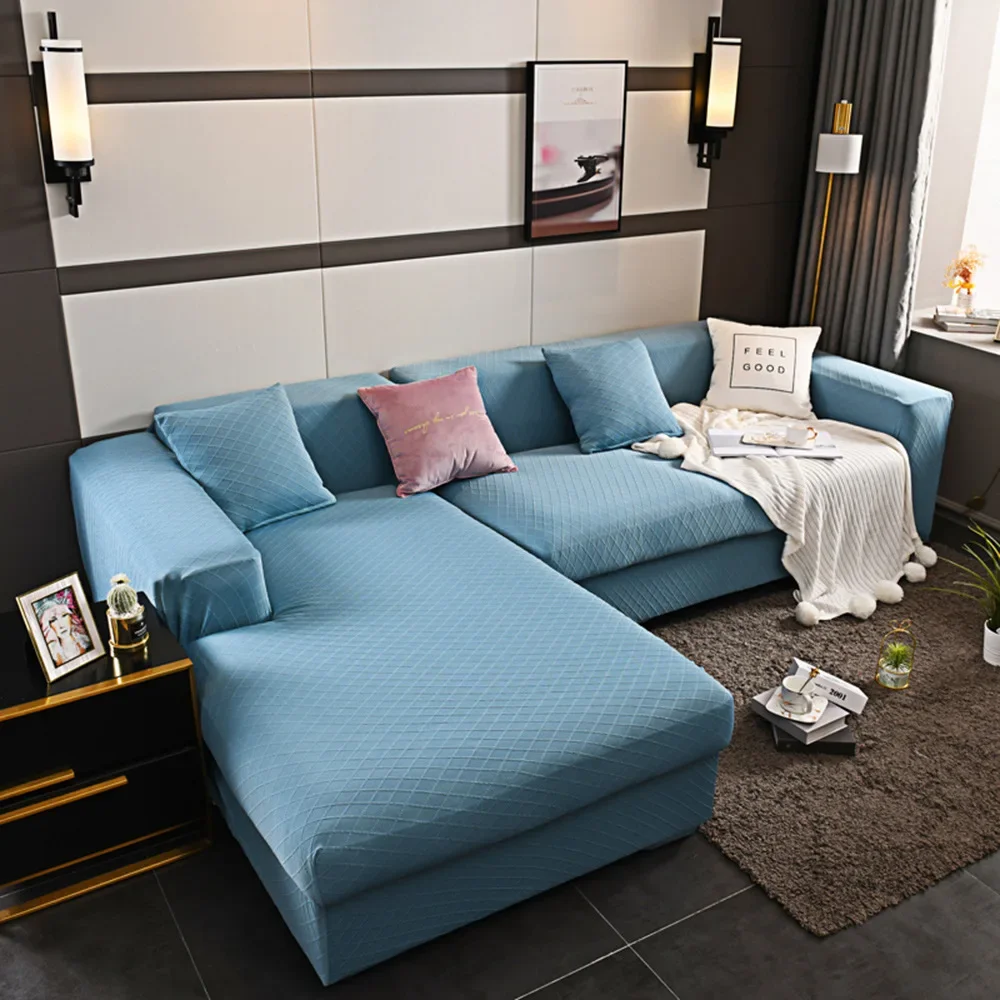 Solid Sofa Cover for Living Room Elastic 1/2/3/4 Seater Sofa Cover Protector L Shaped Corner Sofa Cover Chaise Longue