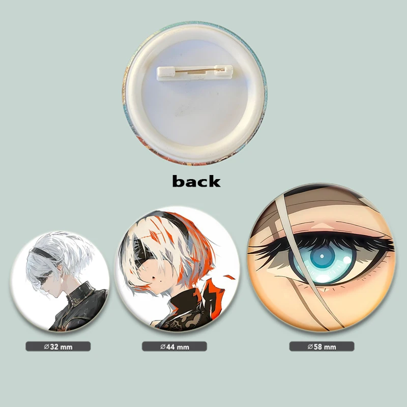 32/58 مللي متر أنيمي زر دبوس Yorha الشكل NieR Automata شخصيات اللعبة الشعبية Fanart الكرتون دبابيس أيقونة شارة اكسسوارات الهدايا #5