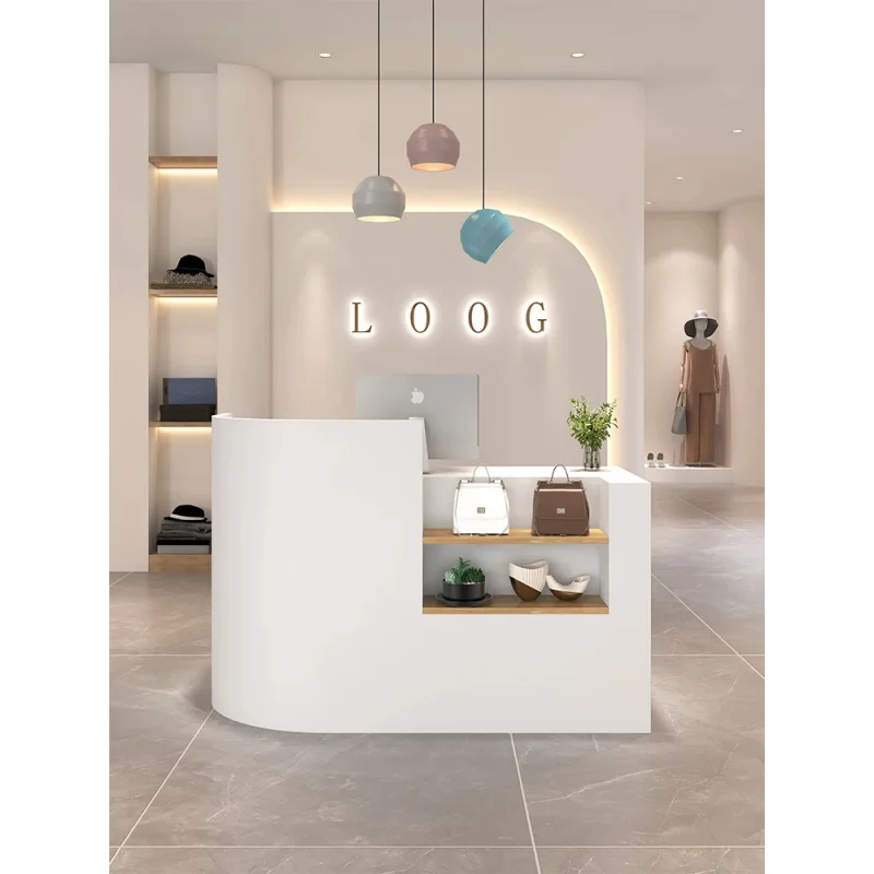 custom.Modern Women's Clothing Store Cashier Counter Wood Reception Desk Beauty  Simple Cashier Counter