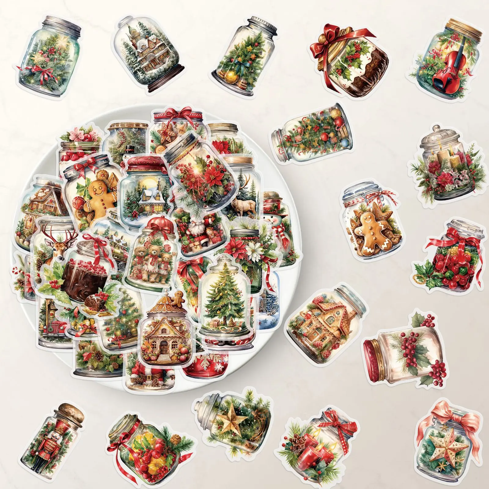 10/50PCS Bottiglia di Natale Decalcomanie Decorative Scrapbook Bagagli Laptop Telefono Bici Auto Chitarra Graffiti Adesivi Giocattoli Regalo