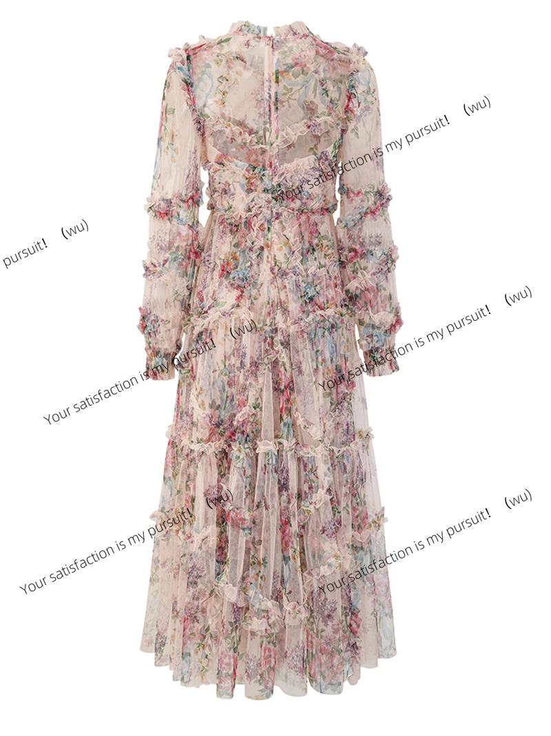 Sexy und elegantes Partykleid mit Blumenmuster aus Spitze, langes Faltenkleid für Damen, Hochzeitskleid