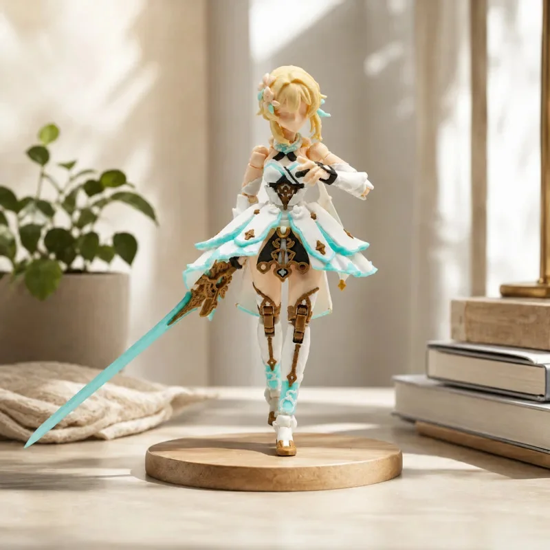 19cm Genshin Impact Lumine 3D Printed Action Figure Multi Joint Articulated Posable Traveler Character Model Collectible Display