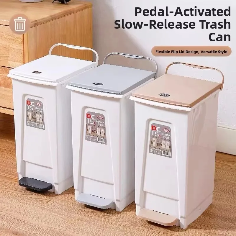 Thickened 20L Foot Pedal Trash Can Silent Slow Down Sorting Waste Bin for Living Room Kitchen Bathroom Bedroom Home