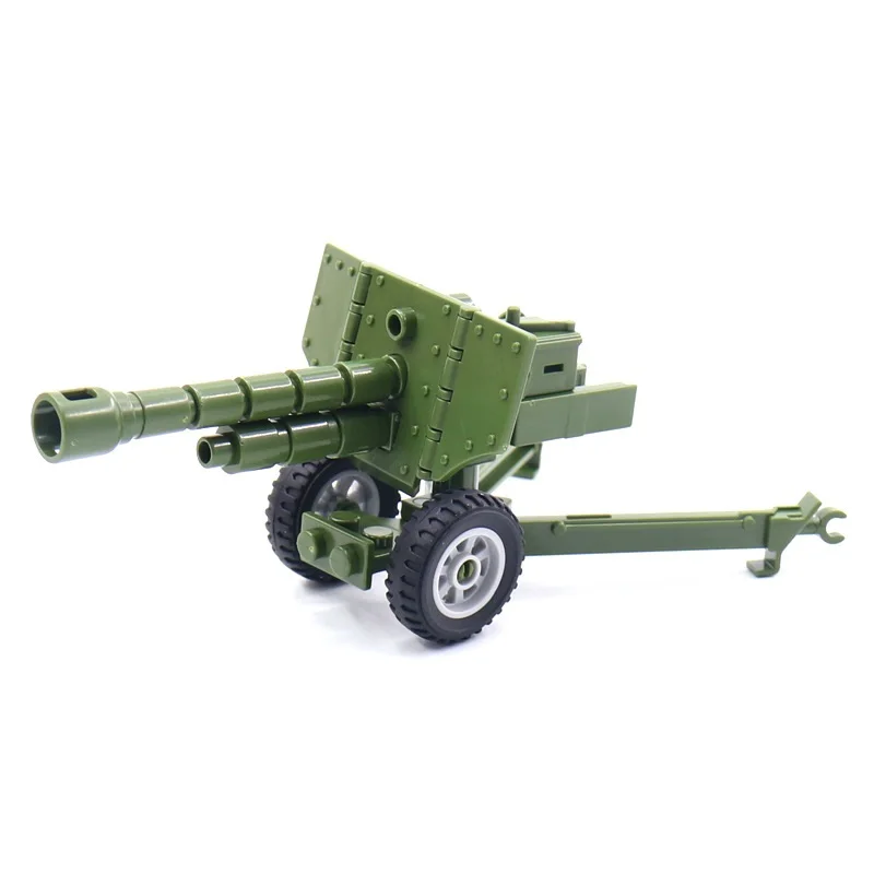 Moc-ミリタリーシリーズww2銃-howitzer軍隊アクセサリー、子供の軍隊モデル、ビルディングブロック、レンガ、教育用組み立ておもちゃ