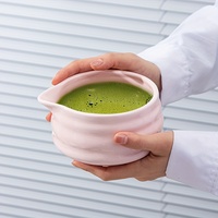 1pc 460ml/16oz Japanese Traditional Ceramic Matcha Bowl with Pour Spout, Handmade Japanese Style Matcha Green Tea Ceremony Chawa