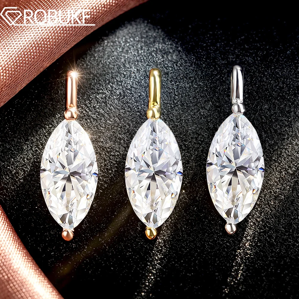 

3CT Marquise Cut Moissanite Pendant Necklace for Women Solitaire Diamond 925 Sterling Silver Choker Neck Chain Jewelry Certified