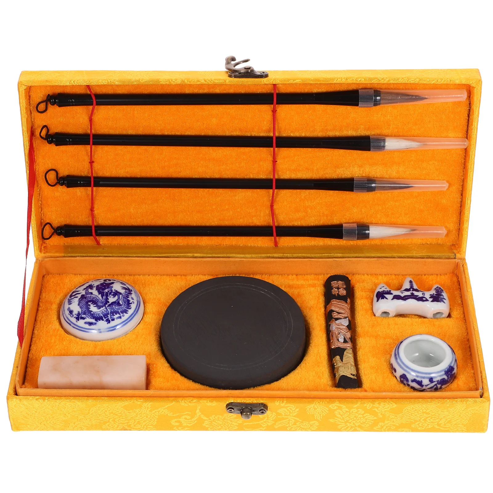Chinese Calligraphy Brush Set Four Treasures of The Study High-Quality Writing Accessories Ink Stick Paper Inkstone for Beginner