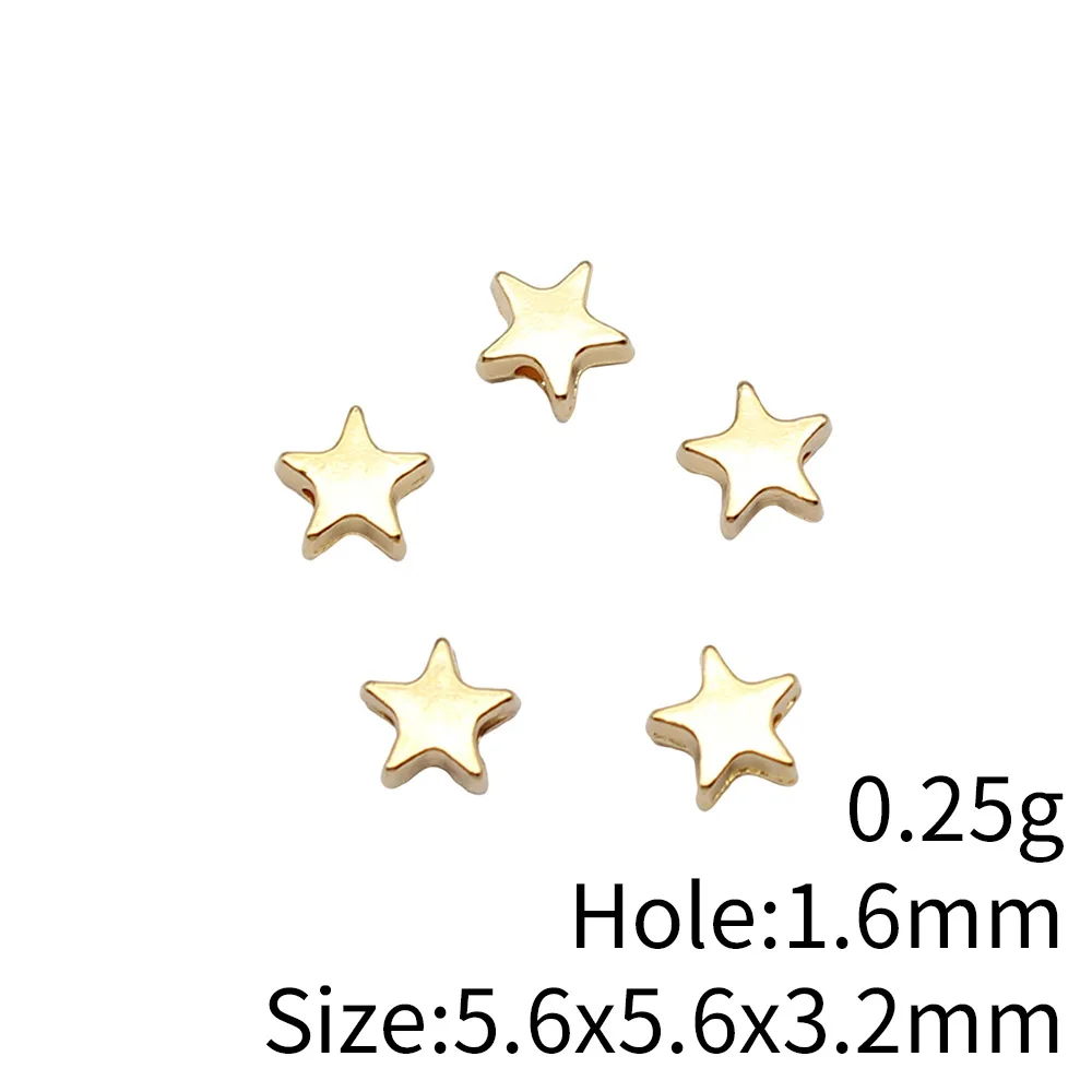 WYSIWYG 100pcs 5.6x5.6x3.2mm 4 Colors Star Small Hole Beads Five-Pointed Star Small Hole Beads For DIY Jewelry Making