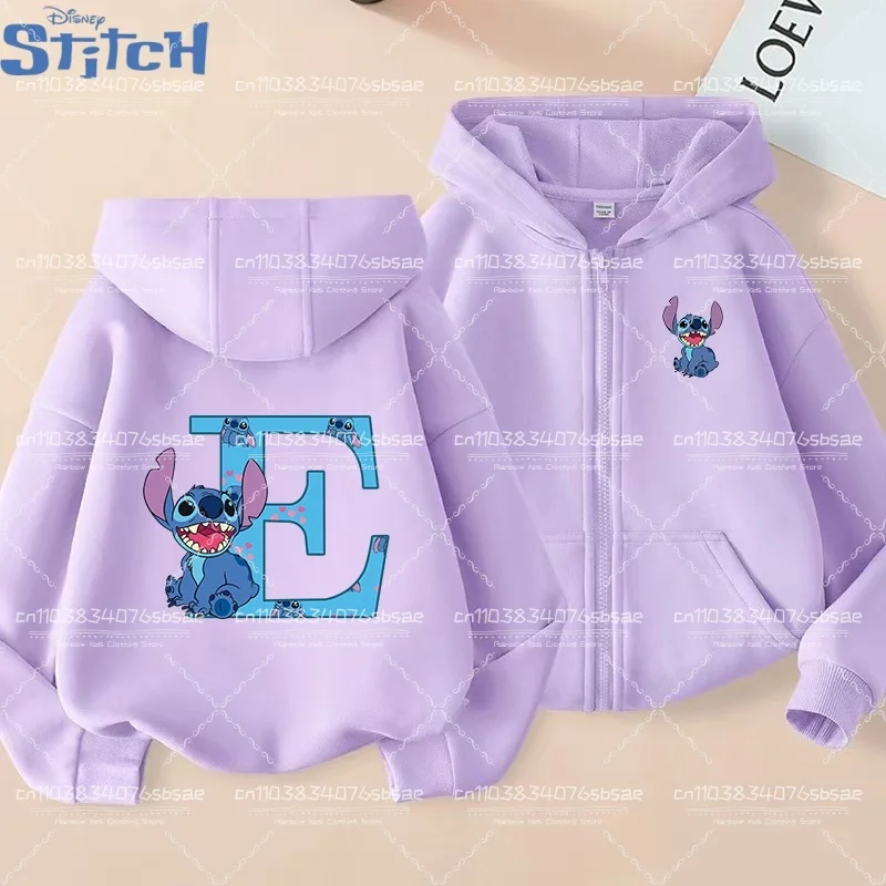 غرزة ديزني رسالة A-Z الأطفال لطيف الكرتون طباعة معطف Kawaii غرزة قلنسوة بسحاب ملابس الاطفال حفلة عيد ميلاد هدية الملابس #6