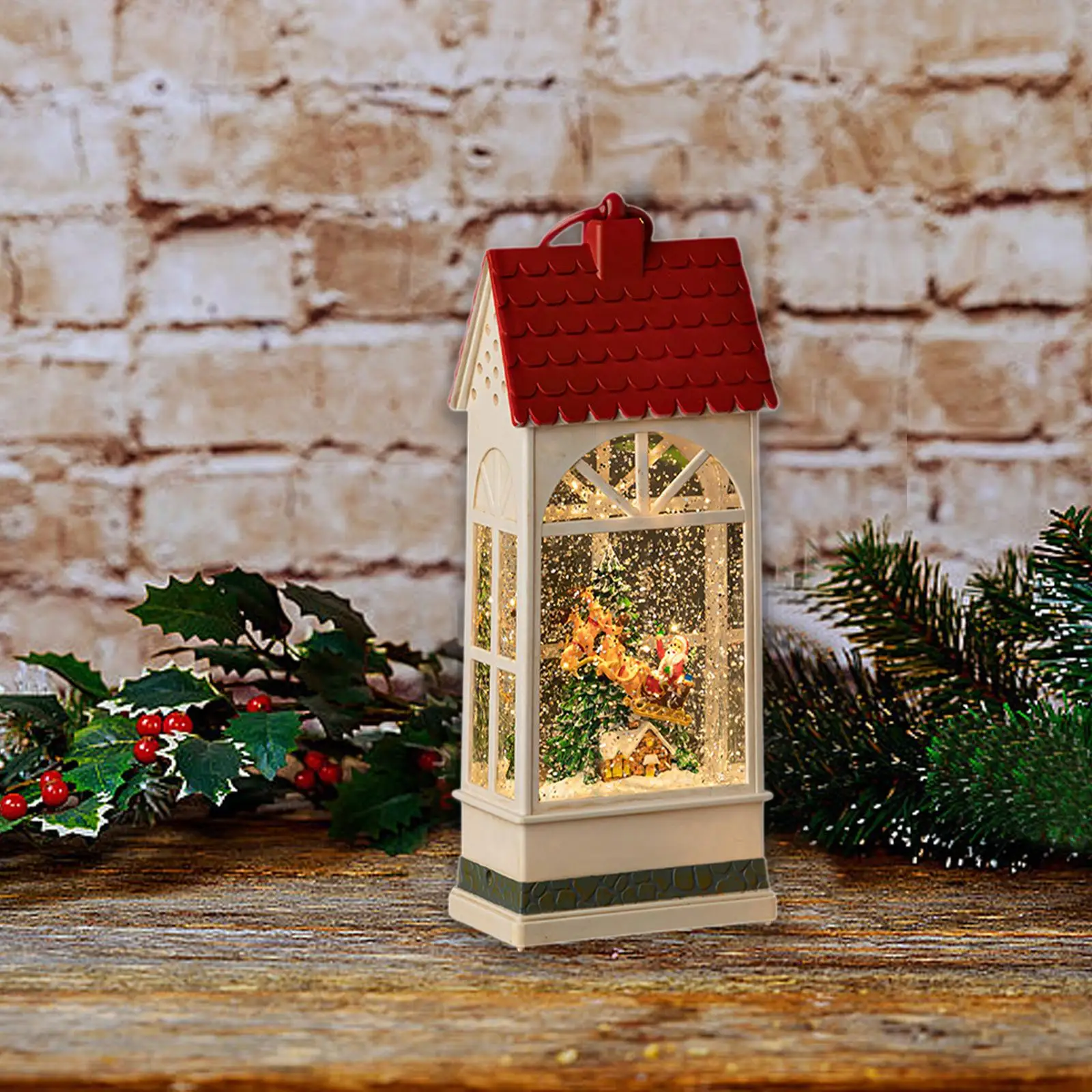 Glowing Christmas Snow Globe Musical Lantern for Party Shelf Tabletop Home Decoration Piece