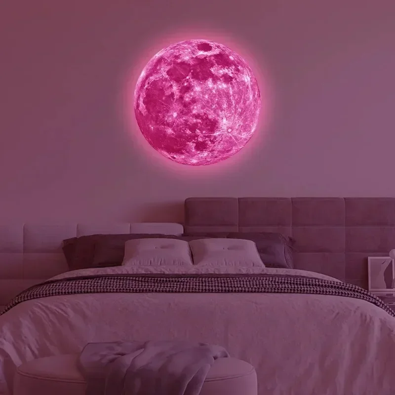 Aesthetic 3D Luminous Moon Wall Sticker Glow in The Dark Fluorescent Sticker PVC Home Kids Room Decals Wall Decor Wallpaper