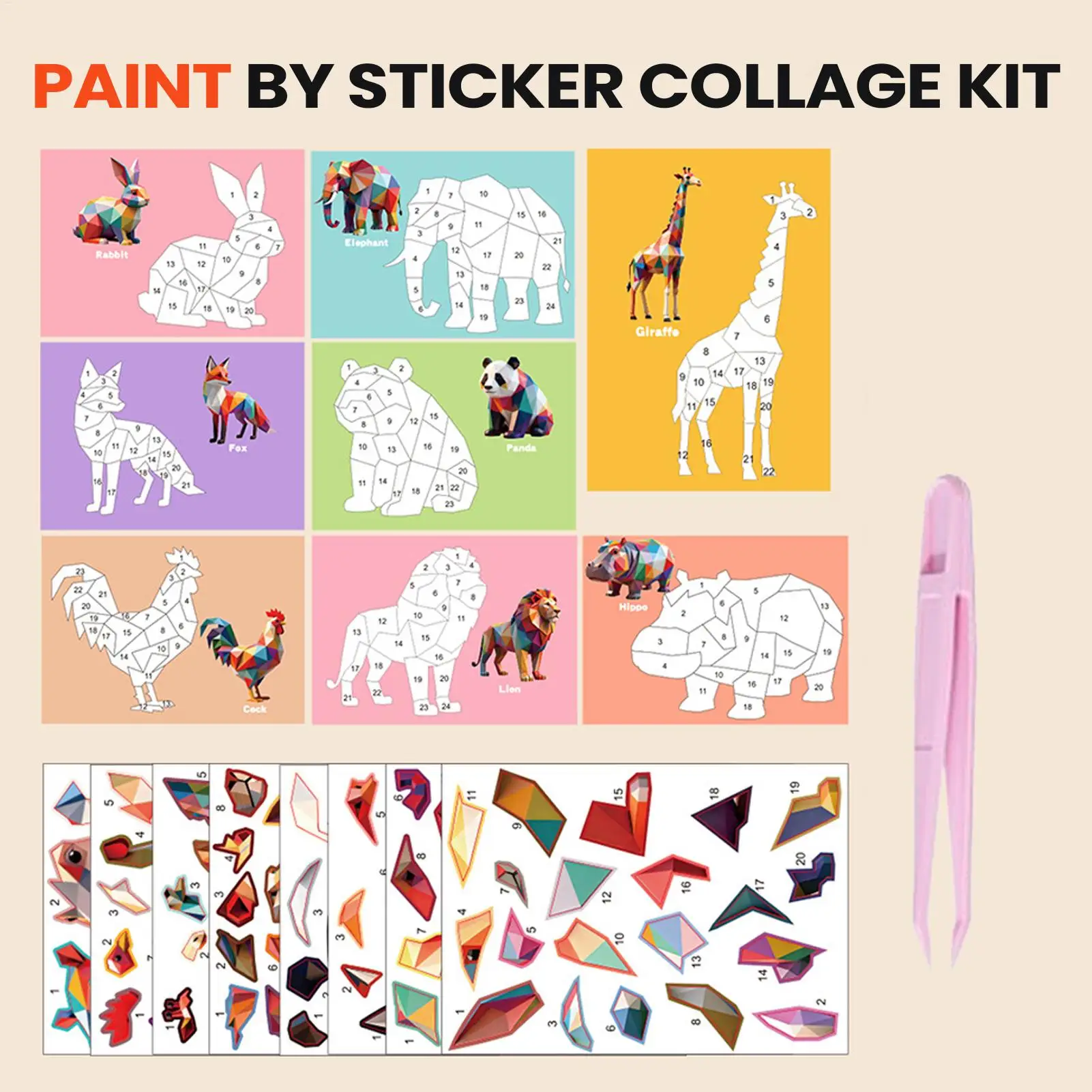 لعبة تلوين تفاعلية للأطفال والكبار بتصميم حيوانات كرتونية وهندسية قابلة لإعادة الاستخدام، مناسبة للعائلة والمدرسة والمنزل والسفر وحفلات أعياد الميلاد