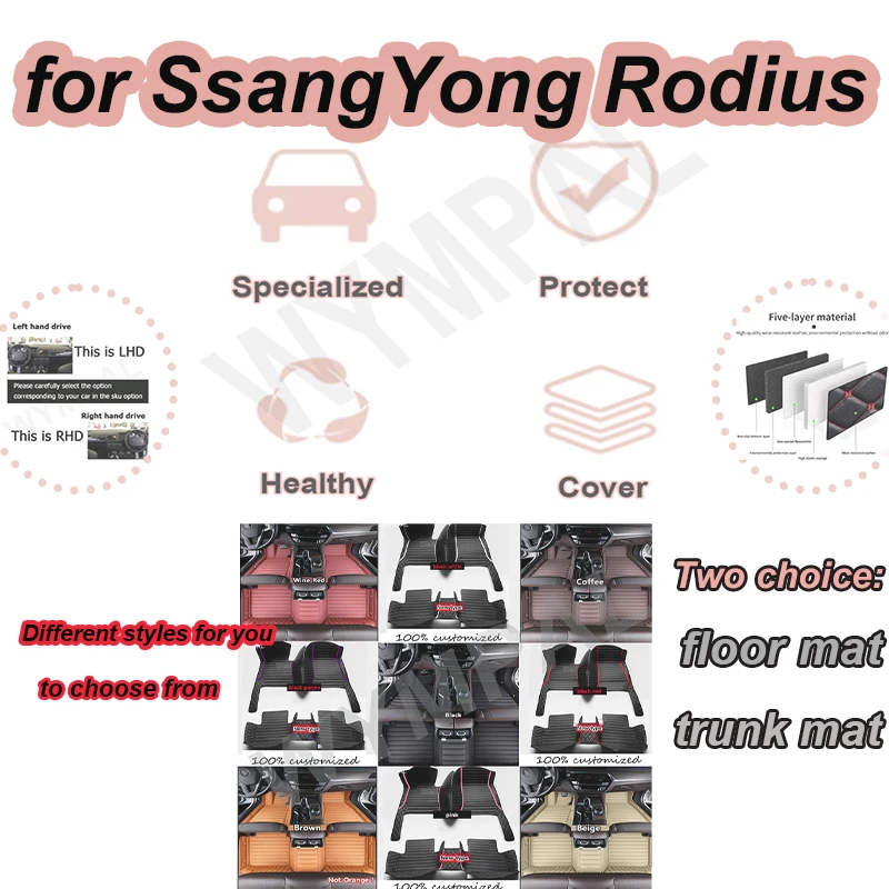 

Роскошные автомобильные коврики для SsangYong Rodius Turismo Korando Turismo MK2 2012 ~ 2019 г., противогрязевые коврики, напольный коврик Tappeto