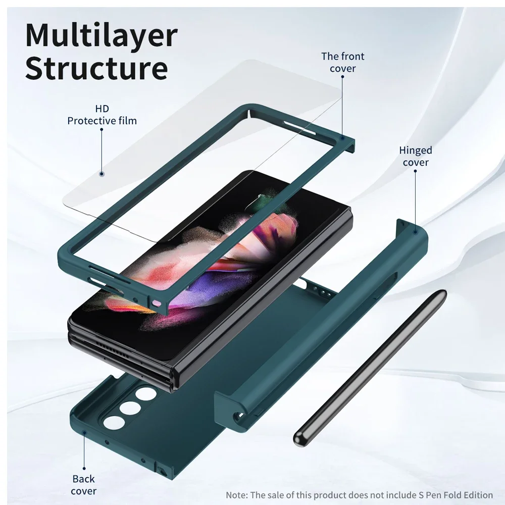 with Touch Pen For Samsung Galaxy Z Fold 7 6 5 4 3 2 5G Case Hinge Pen Slot Front Screen Glass Protect Capa Z Fold 2 3 4 5 Cover