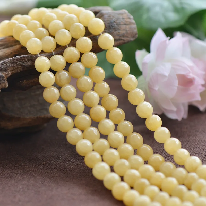 

Joanlyn Grade A Natural Light Yellow Jade Beads NOT Dyed 6mm 8mm 10mm 12mm Smooth Polished Round 15 Inch Strand JA15