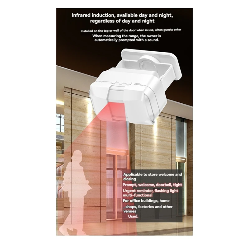 Infrared Induction Welcome Doorbell Wireless Door Chime Motion Detector Alarm Store Office