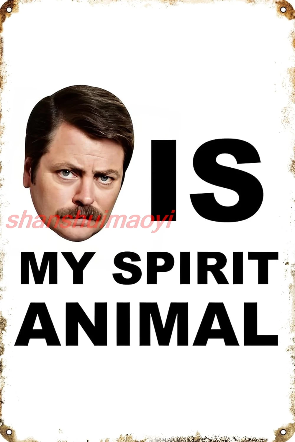 Ron Swanson is My Spirit Animal Poster Retro Metal Tin Sign 12 X 8 Inch Home Cafe Bar Man Cave Wall Decor HAI