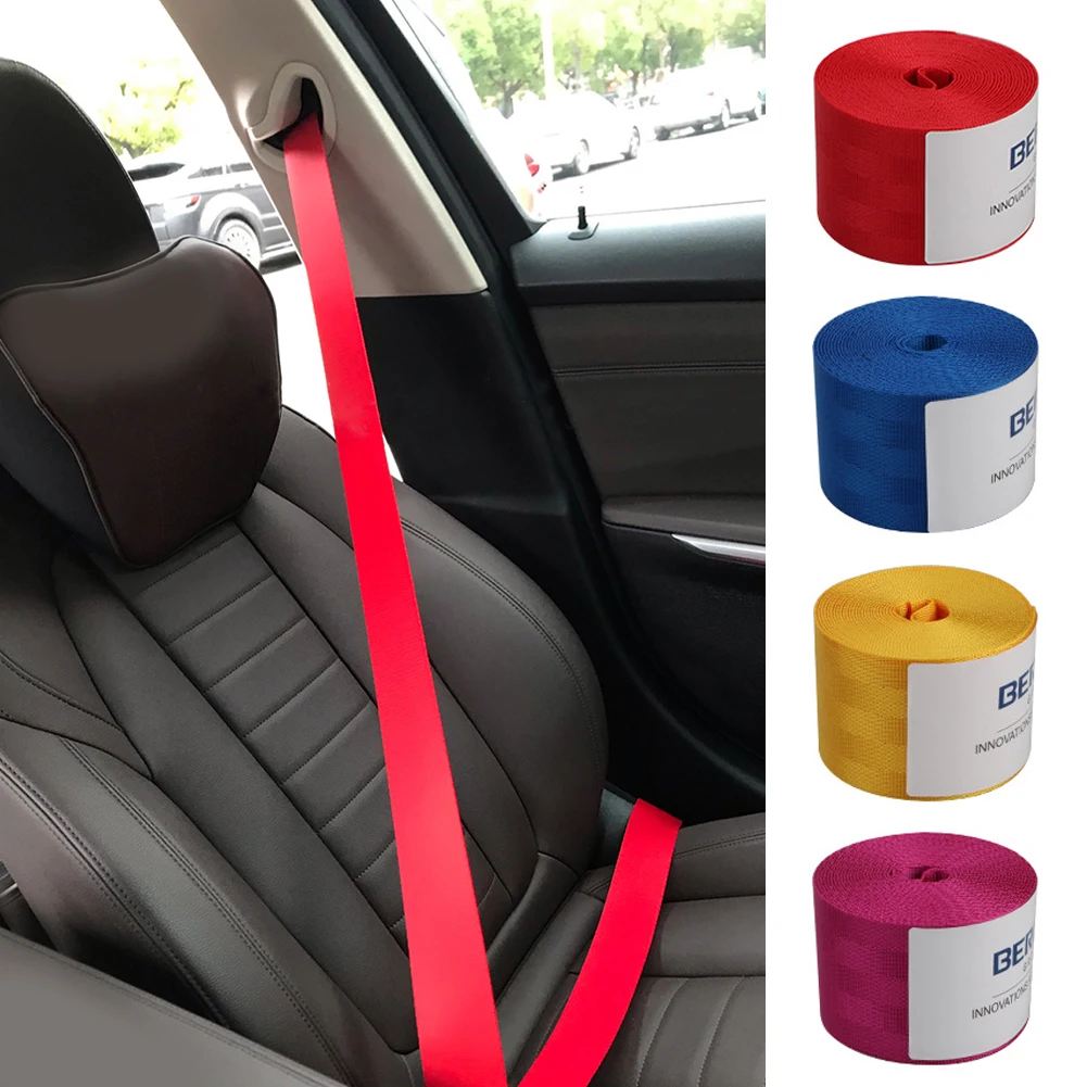 Car Seat Belt Webbing Polyester Seat Lap Retractable Nylon Safety Strap 3.5M New 48MM