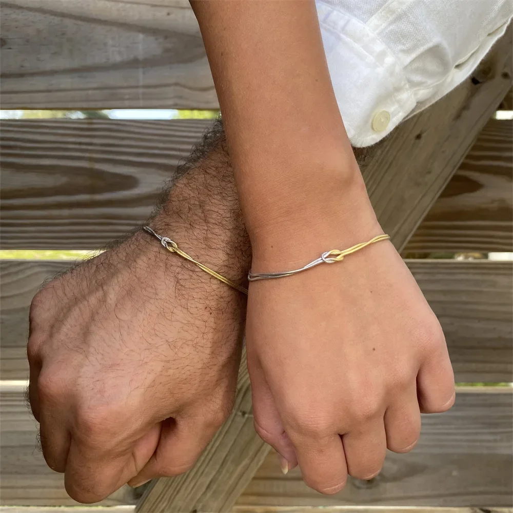 Stainless Steel Classic Knot Bracelet, Couples Best Friend Bracelets, Birthday Gift for BFF, Dainty Friendship Jewelry