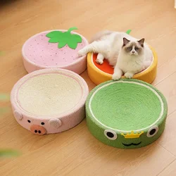 Cute Pig Cat Scratcher Sisal Weave Round Cat Scratching Pad 2 in1 Indoor Grinding Claws Cats Training Toys Furniture Protection