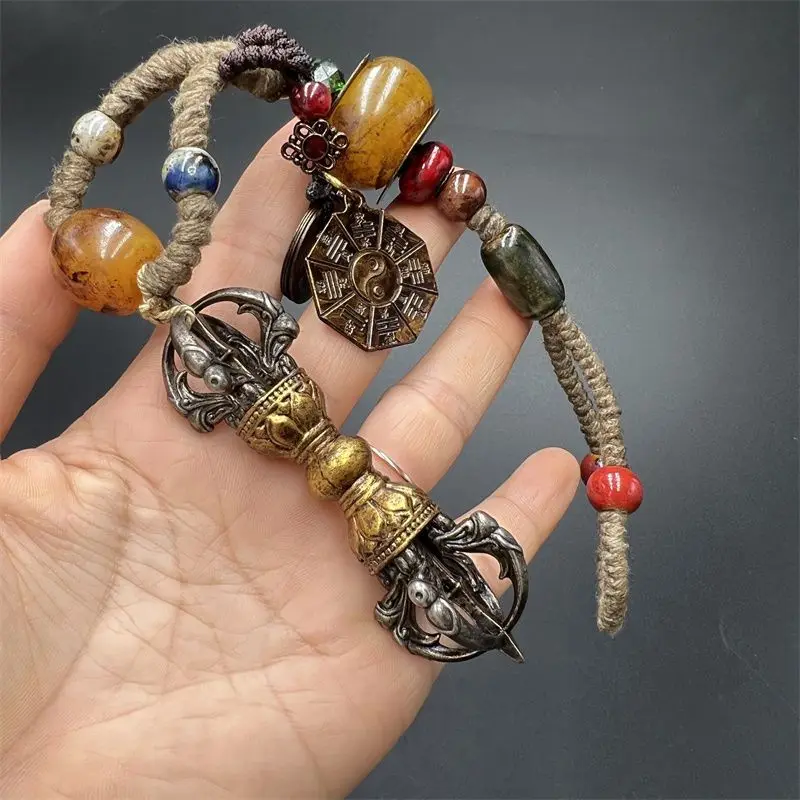 Magic tool Tiantie gilt vajra pestle five-strand magic tool keychain beeswax handle pendant