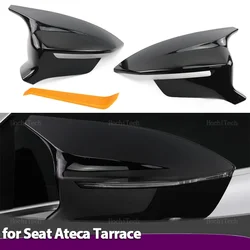 2 pieces Glossy Black Rearview Exterior Side Mirror Caps for Seat Cupra Ateca KH7 Tarraco KN2 2016-2024