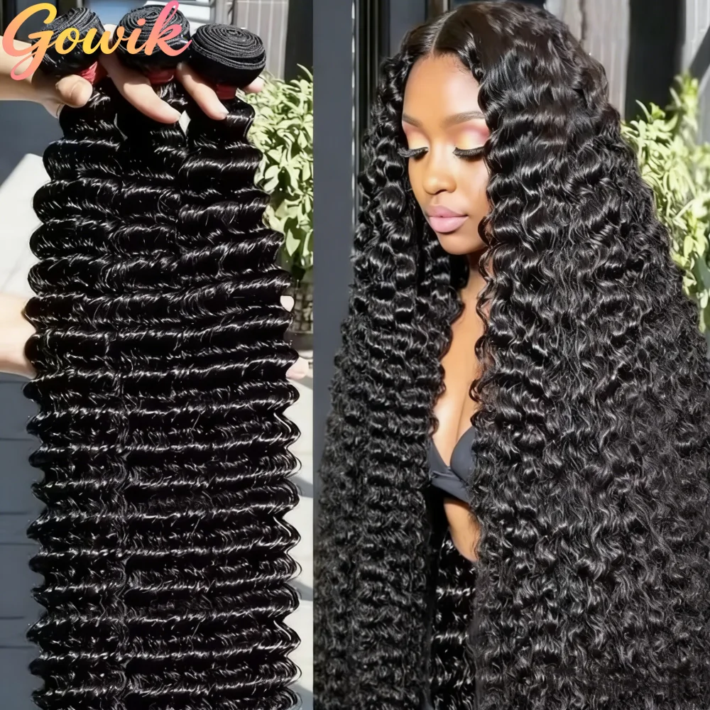 

Наборы волос для наращивания Deep Wave, 30-32 дюйма, 1/3/4 шт., 100% натуральные человеческие волосы, бразильские волосы Remy, волнистые пряди