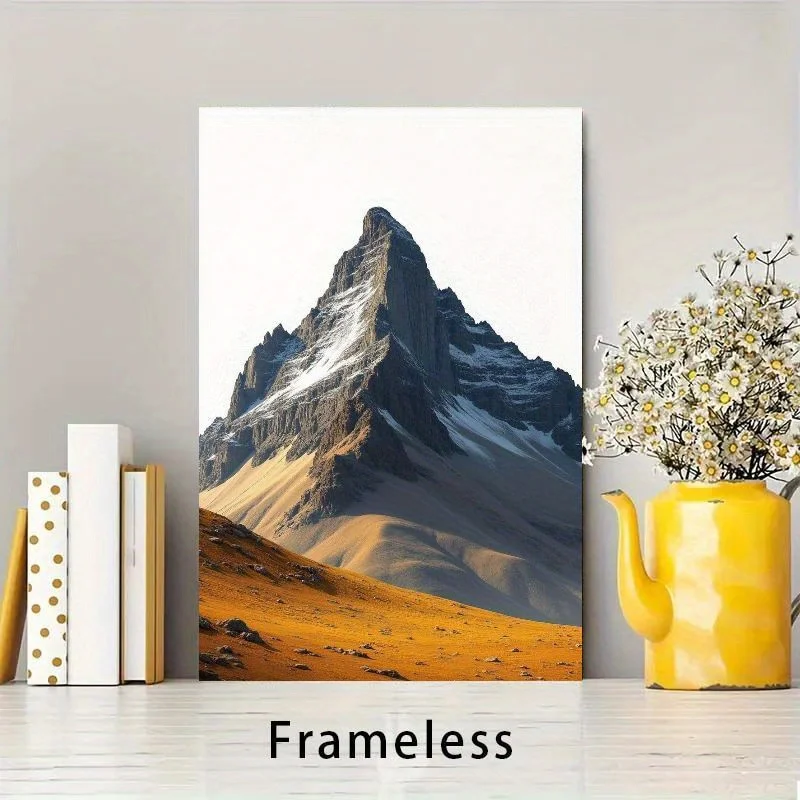 Canvas Painting Frameless Mountain Peak Canvas Wall Art - Style Nature-Inspired Landscape Painting, Modern Home Decor for Liv