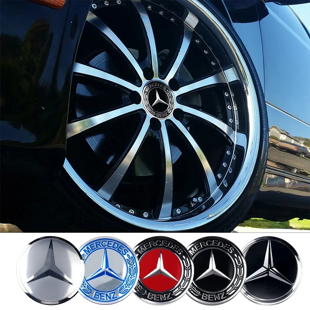 4pcs 56/60/65MM For MERCEDES BENZ AMG W204 W213 W205 W124 W220 W222 C180 C200 Car Wheel Center Covers Stickers Hub Caps Sticker